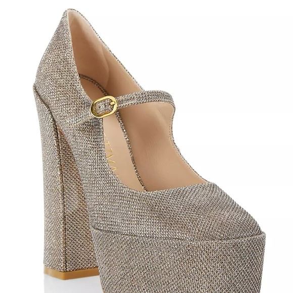 Brand new! Stuart Weitzman metallic Mary Jane platforms. Size US 7 1/2. - Picture 2 of 10